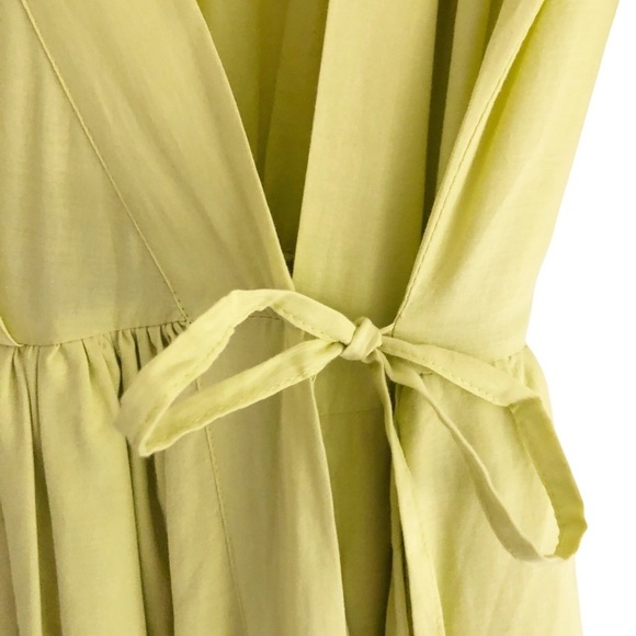 Lace Midi V-Neck Dress Yellow Cotton Small NWT - Picture 7 of 10